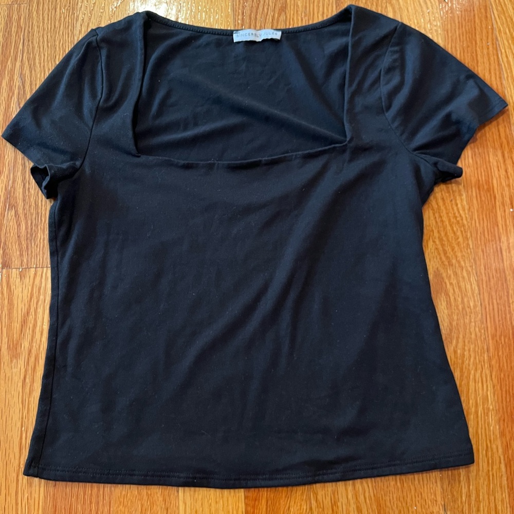 Sincerely Jules Black Square Neck Blouse